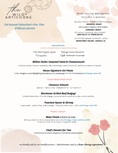 3rd Annual Valentine’s $188 Pre-Fixe