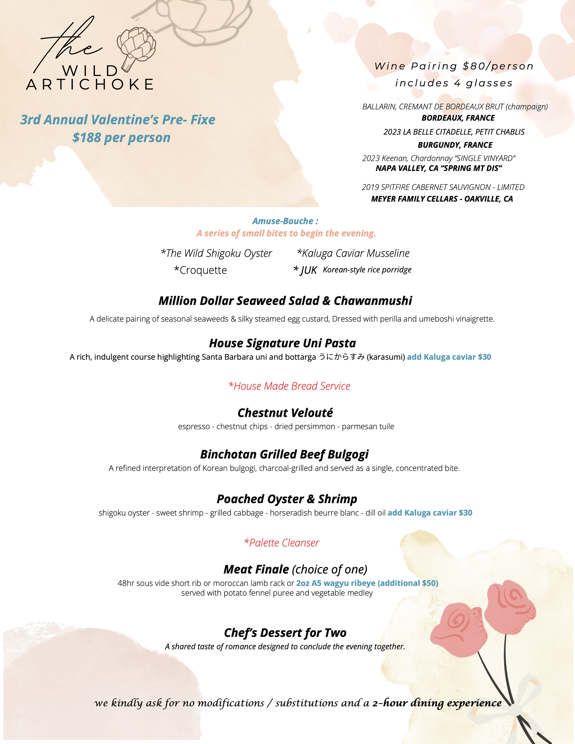 Valentine's Day Menu 2026