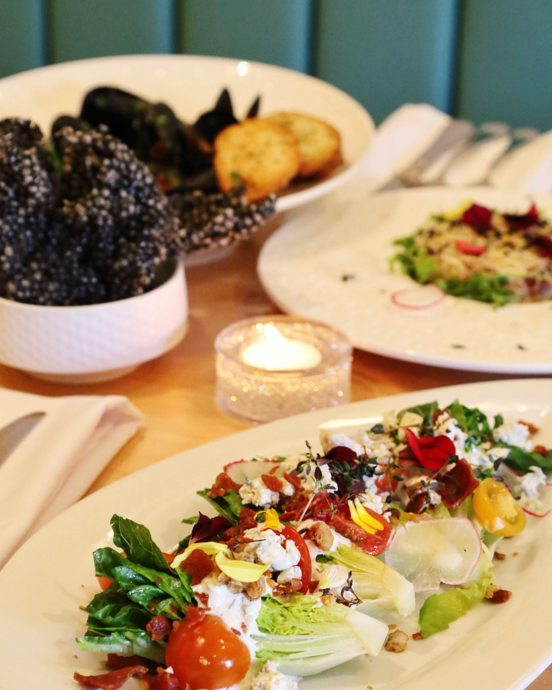 Close-up of a signature fusion dish at The Wild Artichoke, representing our Mother's Day culinary specials